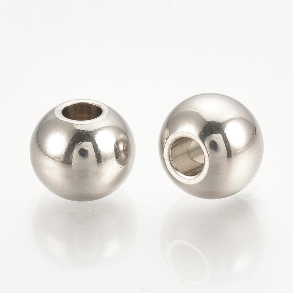 4mm Metal Beads (50) - Stainless Steel
