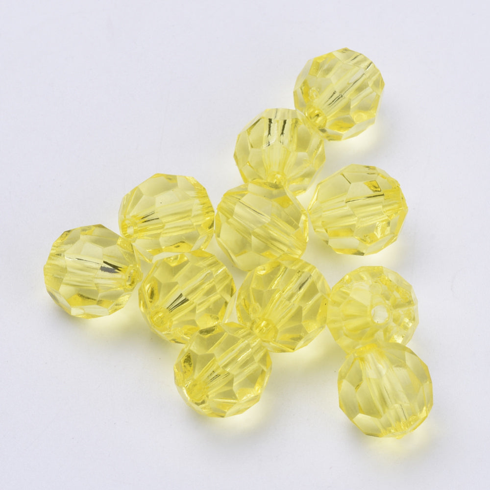 6mm Faceted Beads (100) - Yellow