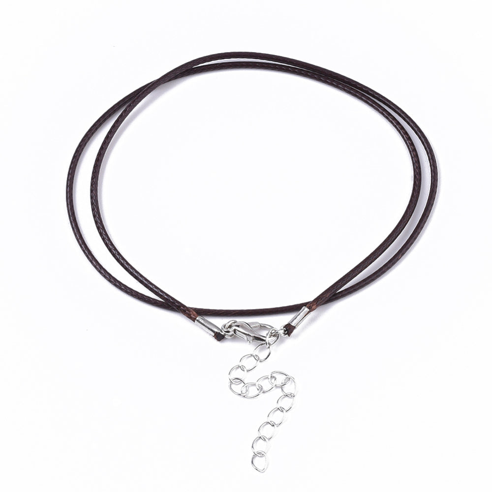 1.5mm Cord Necklace (44cm) - Chocolate Brown - Clasp w. Extension Chain