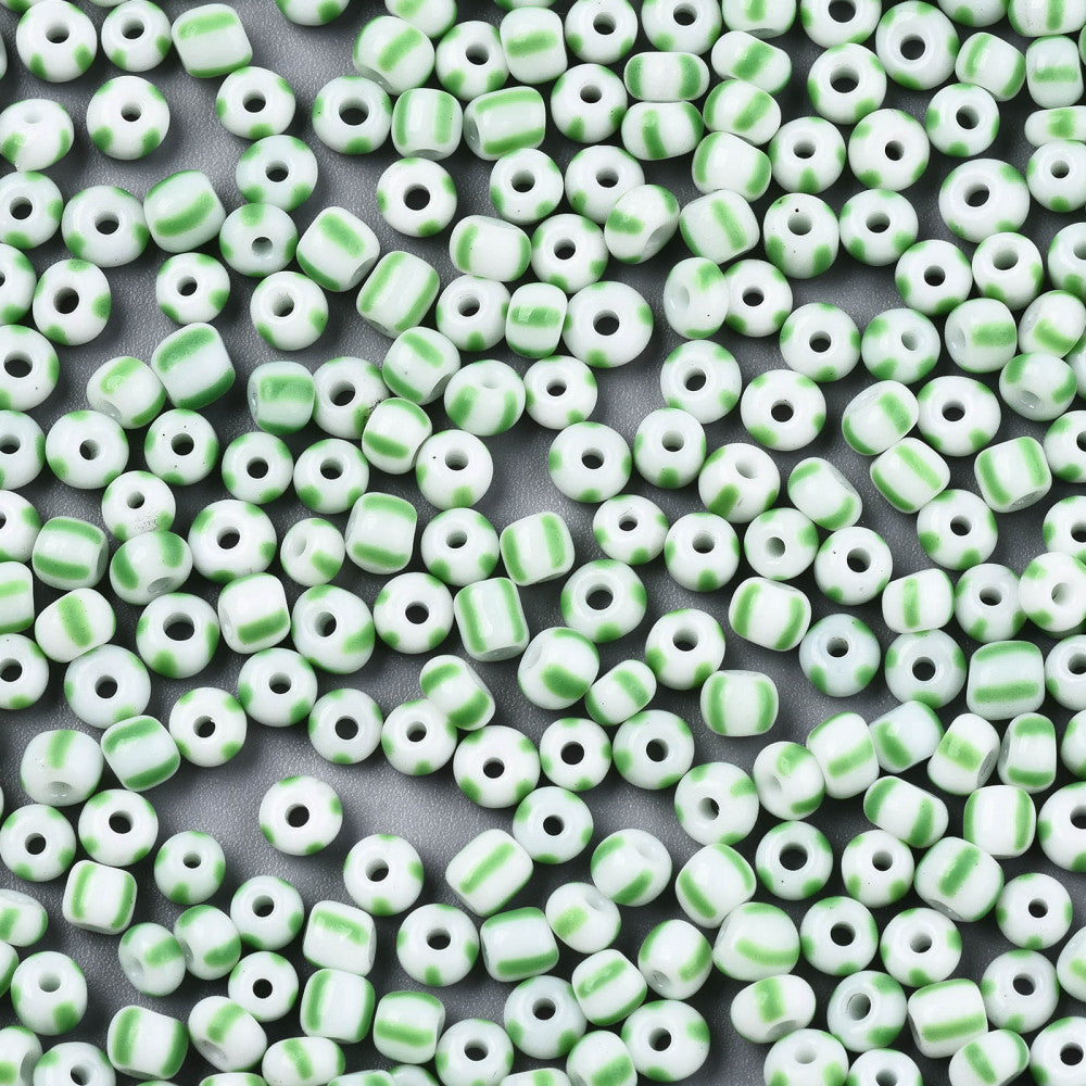 Green/White Stripe - 8/0 Special Effect (25g) - Seed Beads