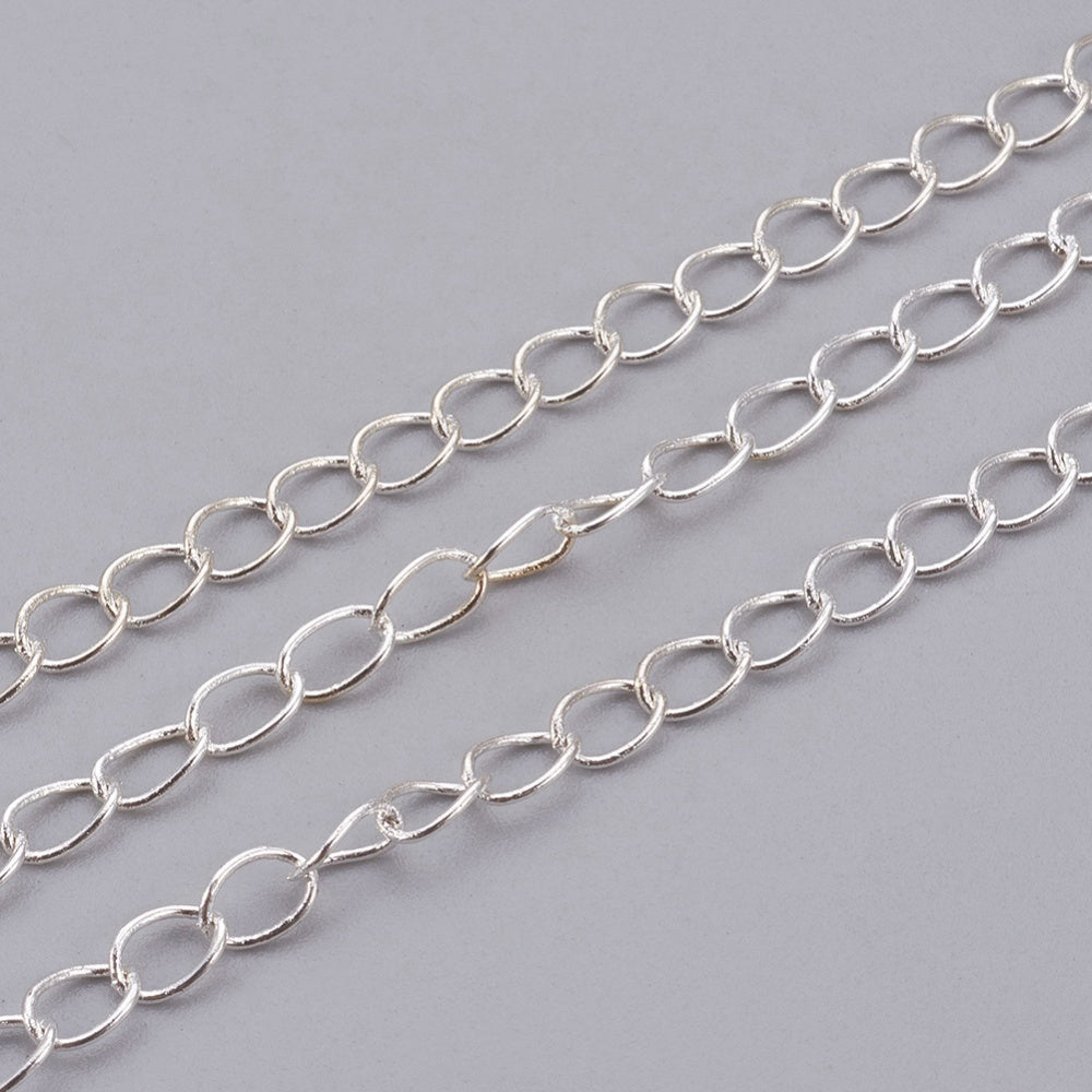 Curb Chain w. Soldered Links (10m) - Silver - Bead Shack