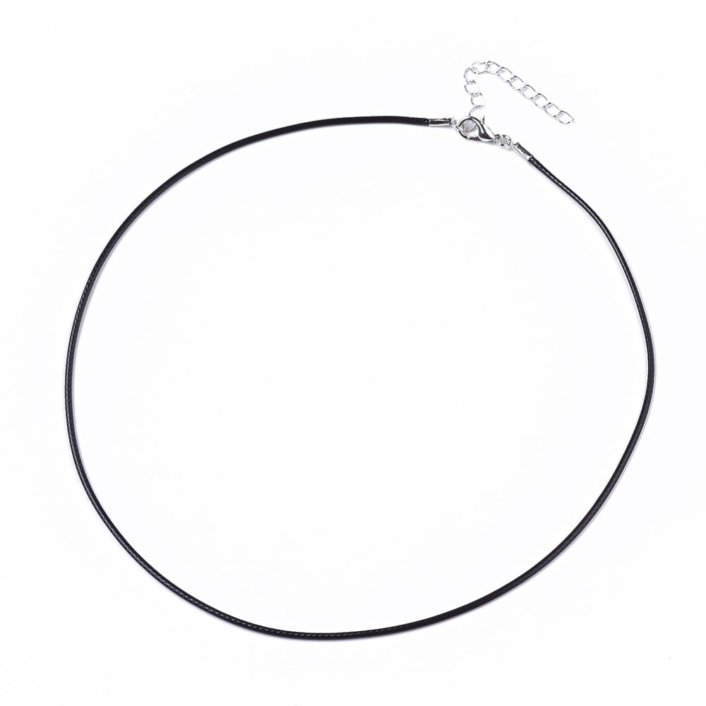 1.5mm Cord Necklace (44cm) - Black - Clasp w. Extension Chain