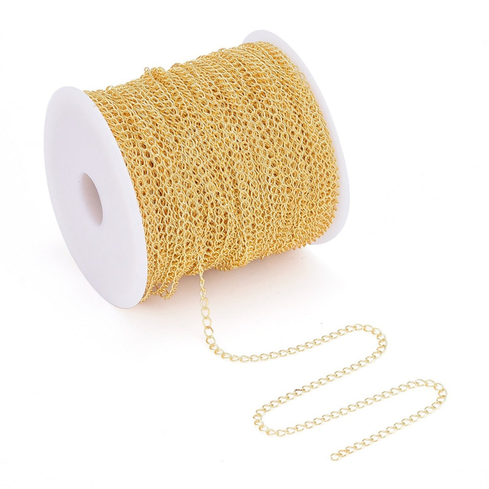 Curb Chain w. Soldered Links (10m) - Gold
