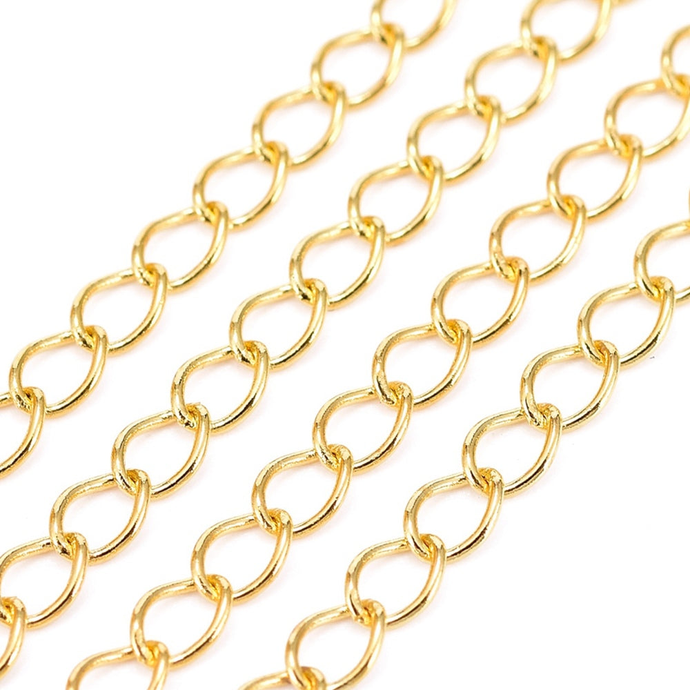 Curb Chain w. Soldered Links (1m) - Gold