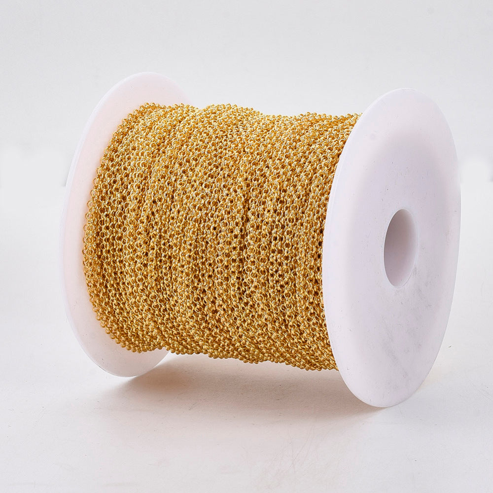 Rolo (Belcher) Chain w. Soldered 3mm Links (1m) - Gold