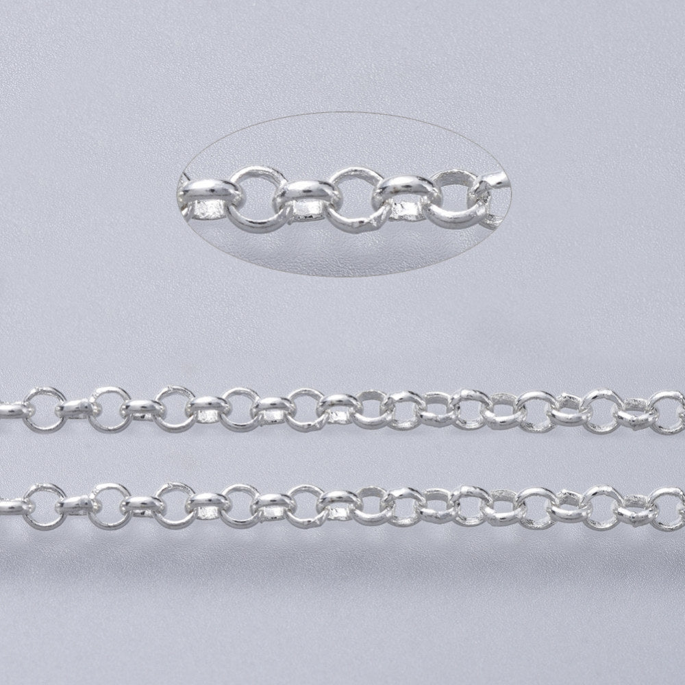 Rolo (Belcher) Chain w. Soldered 2.4mm Links (10m) - Silver