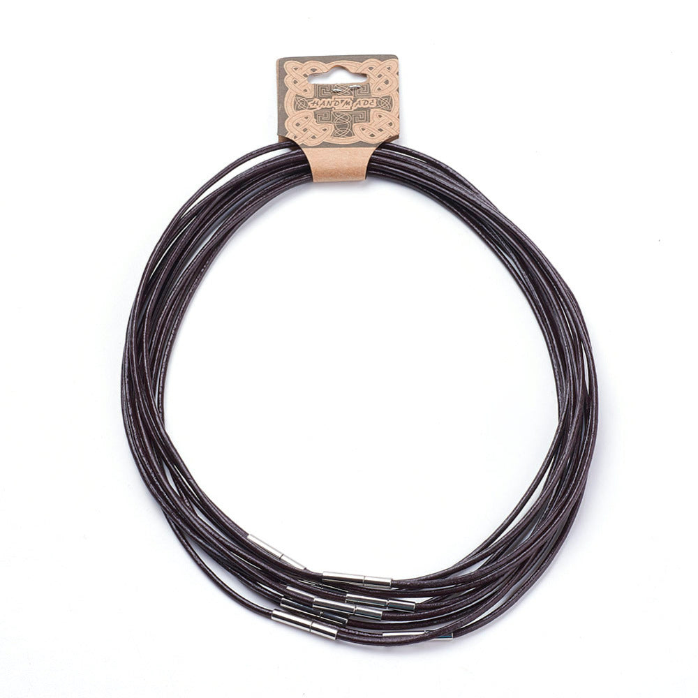 2mm Leather Necklace (40cm) - Brown - Twist Clasp