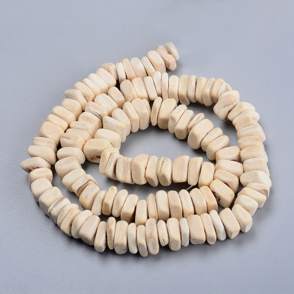 8mm Square Heishi Beads (1 Strand) - Coconut - White