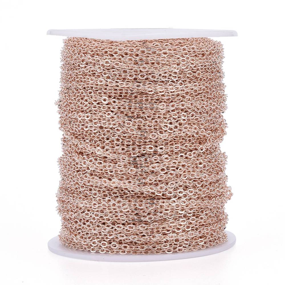 Fine Cross Chain w. Soldered Links (1m) - Rose Gold