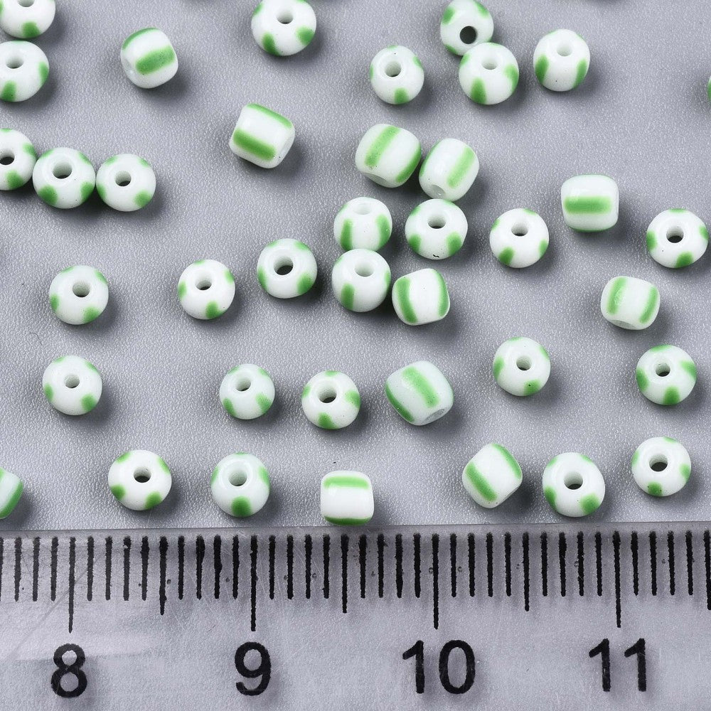 Green/White Stripe - 8/0 Special Effect (25g) - Seed Beads