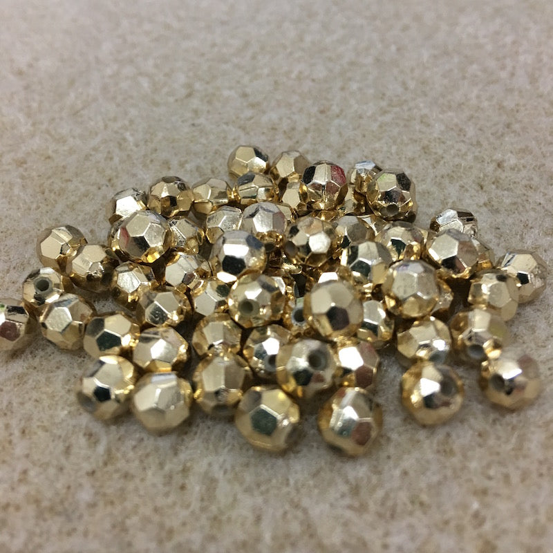 6mm Faceted Beads (100) - Gold
