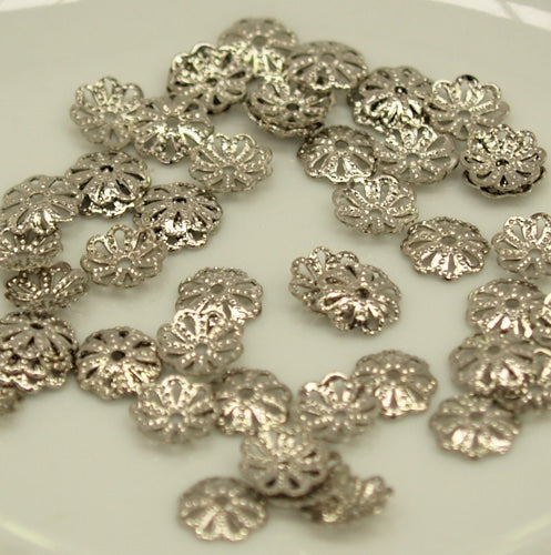 6mm Bead Cap (50) - Nickel - Filigree
