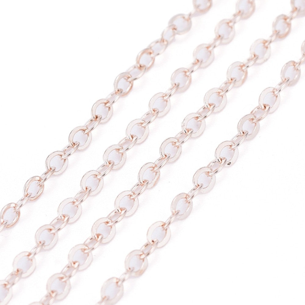 Fine Cross Chain w. Soldered Links (10m) - Rose Gold