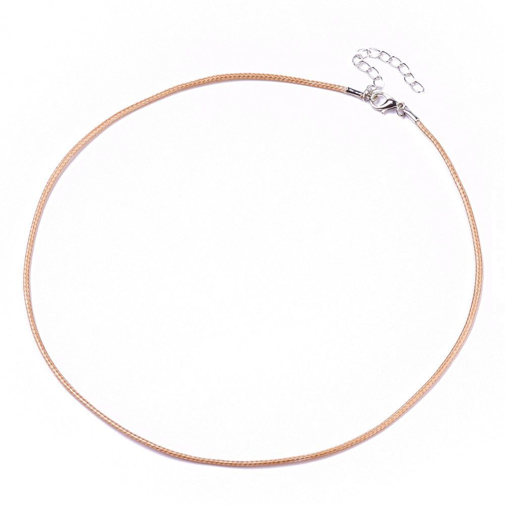 1.5mm Cord Necklace (44cm) - Peru (Light Brown) - Clasp w. Extension Chain