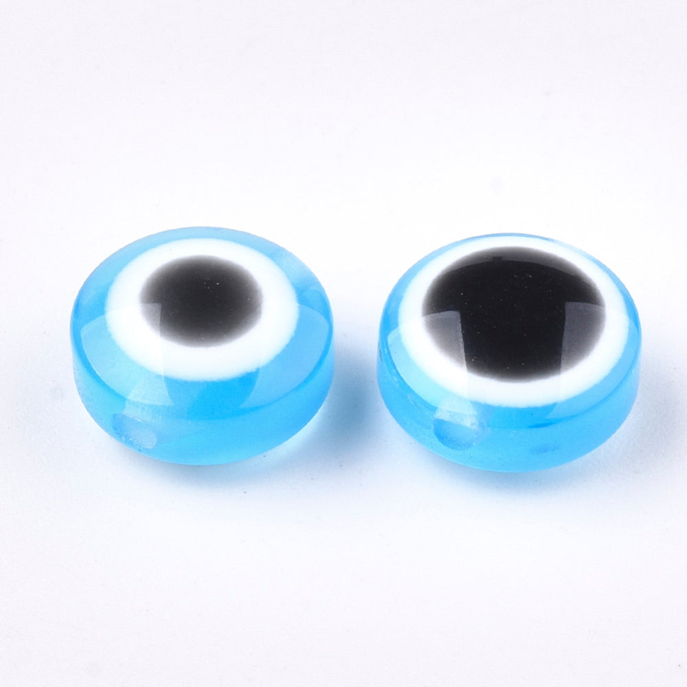 Evil Eye Resin Beads - Light Blue (10)
