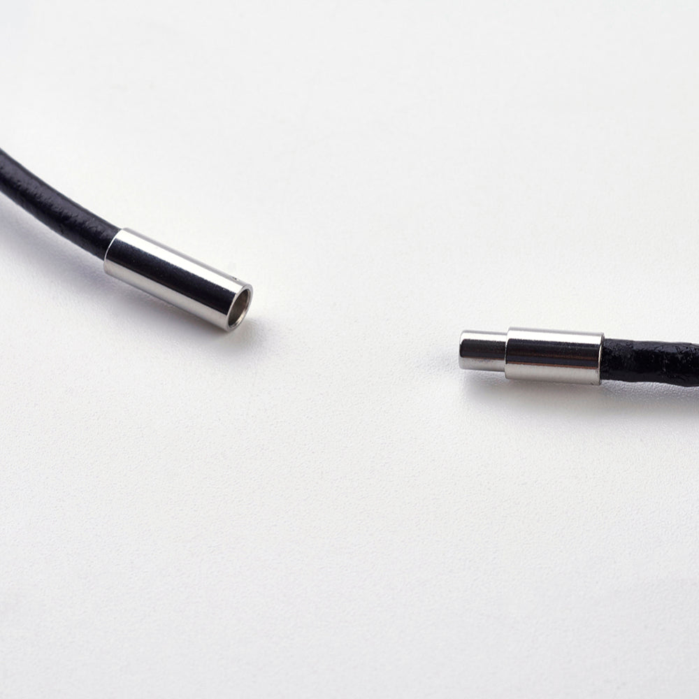 3mm Leather Necklace (46cm) - Black - Twist Clasp