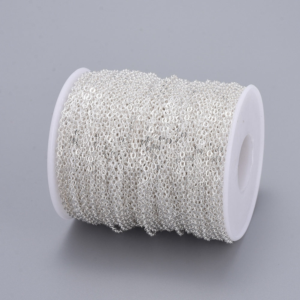 Fine Chain w. Soldered Links (10m) - Silver