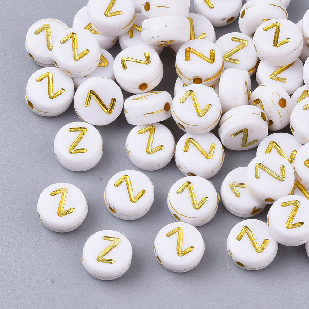 Alphabet Letter Beads (White/Gold) - Z