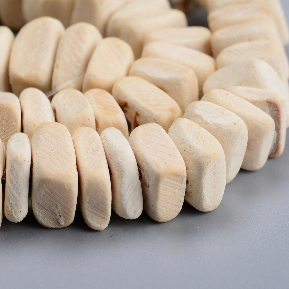 8mm Square Heishi Beads (1 Strand) - Coconut - White