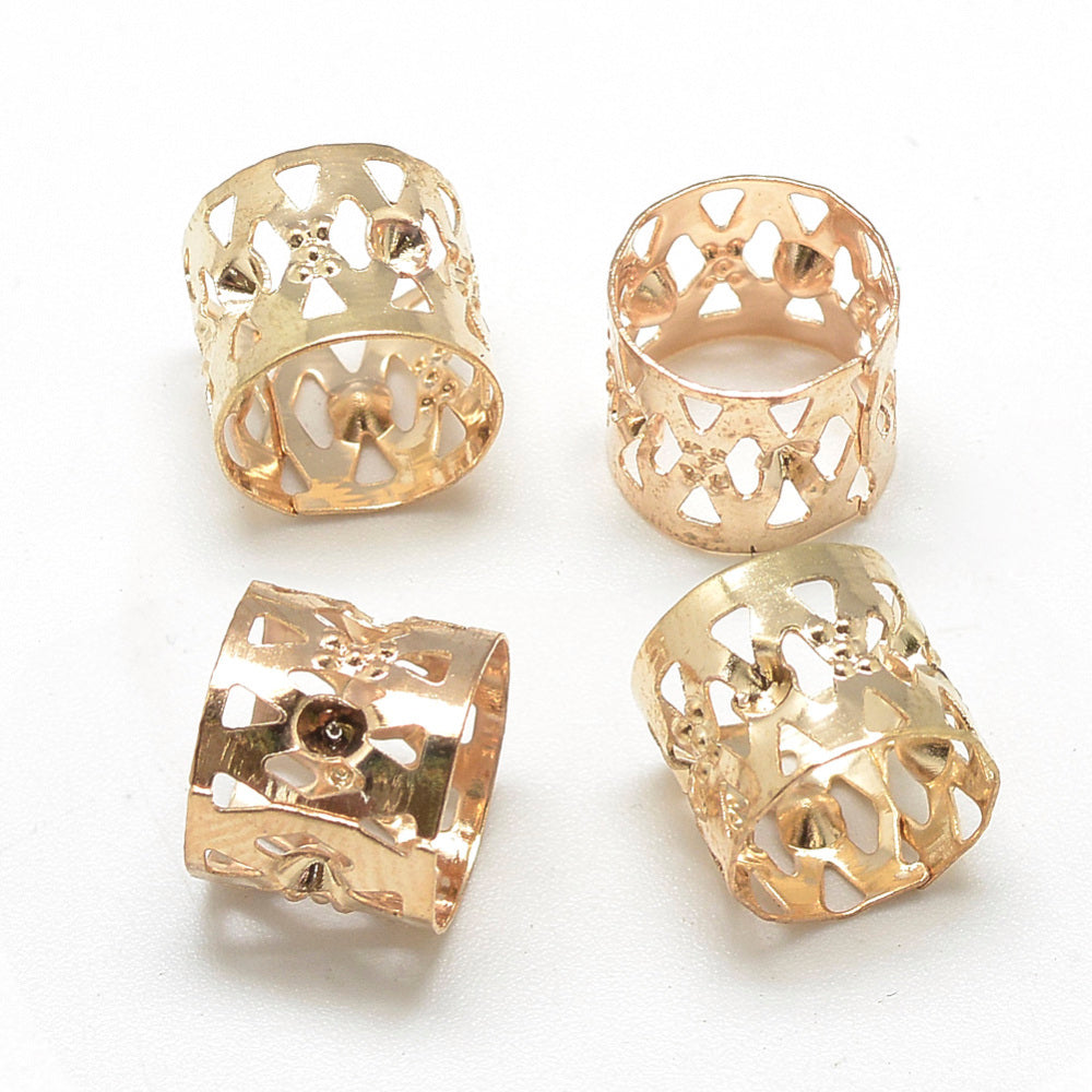 8x9mm Filigree Dreadlock Beads - Gold (20)
