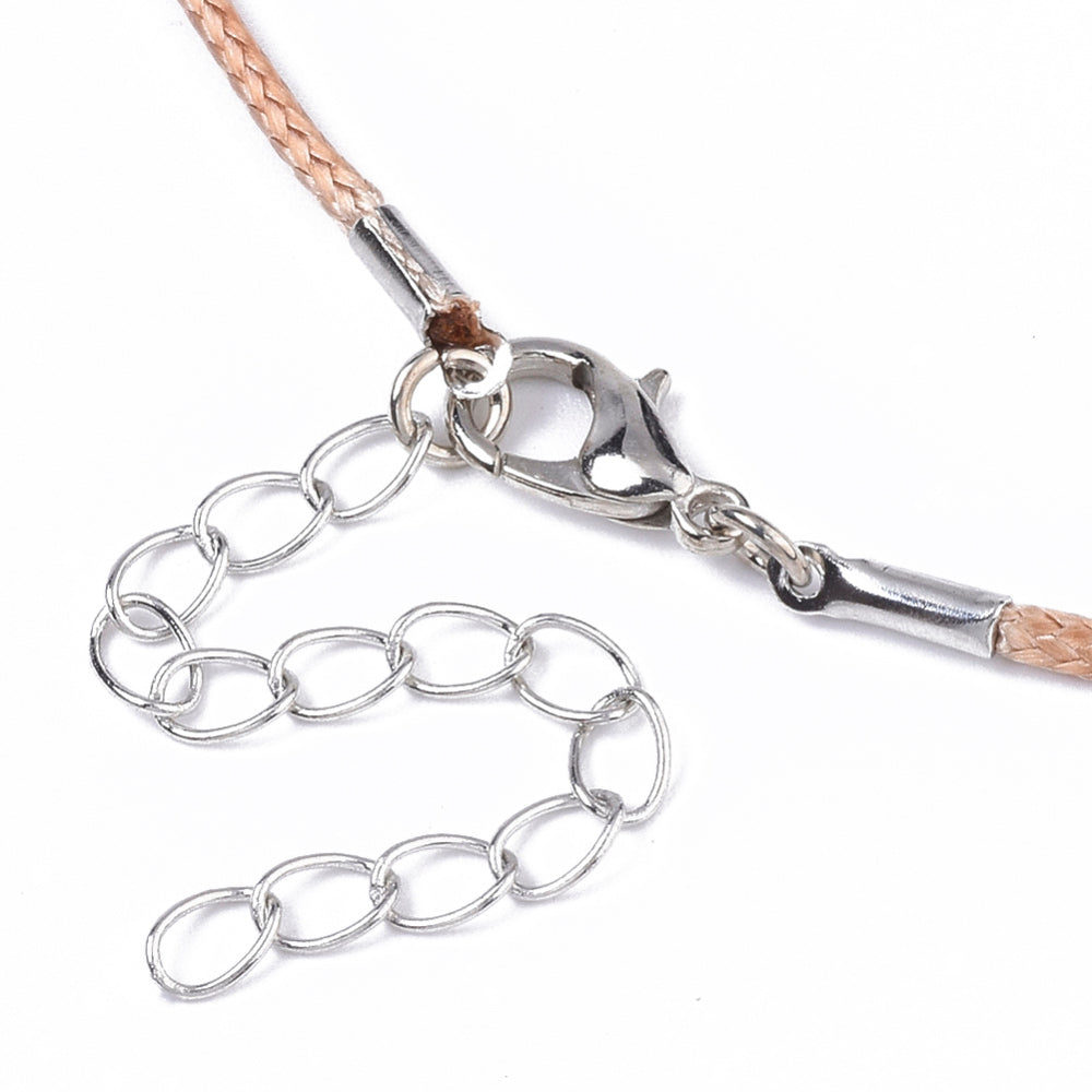 1.5mm Cord Necklace (44cm) - Peru (Light Brown) - Clasp w. Extension Chain