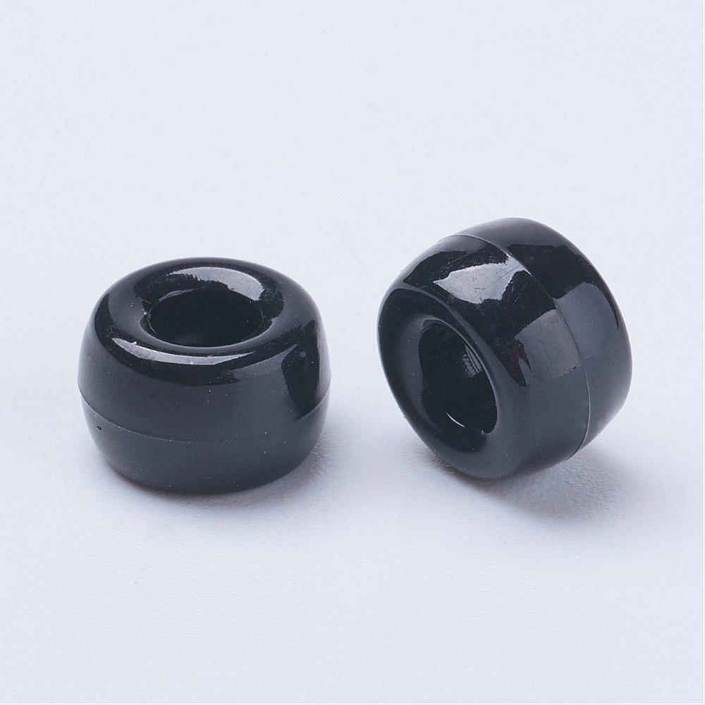 Black Opaque - Acrylic Pony Beads (100)