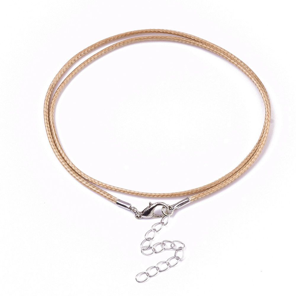 1.5mm Cord Necklace (44cm) - Peru (Light Brown) - Clasp w. Extension Chain