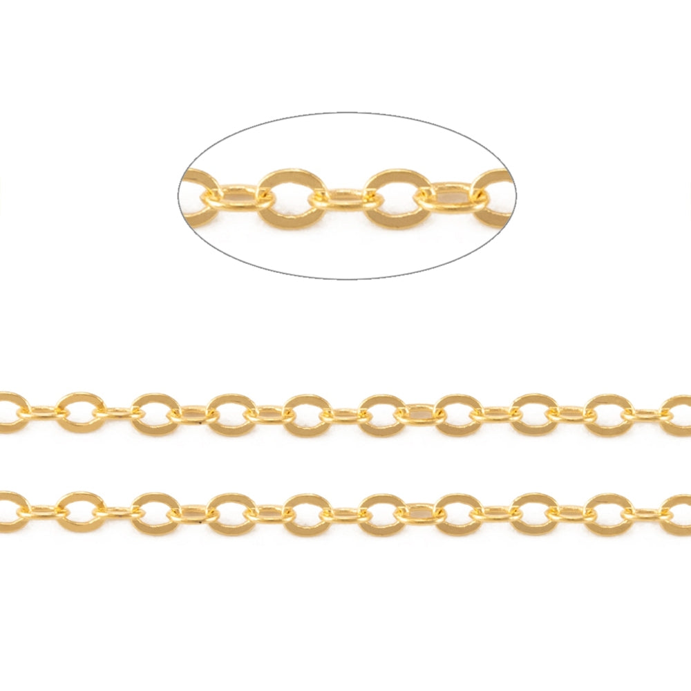 Fine Chain w. Soldered Links (10m) - Gold