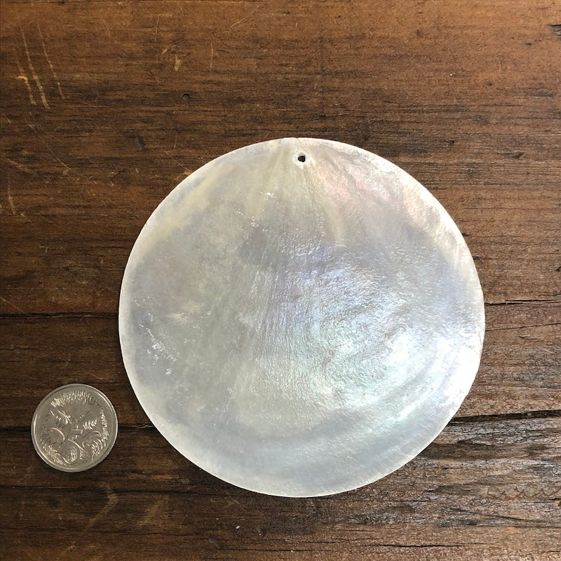 1-hole 8cm Capiz Shells (10) - White