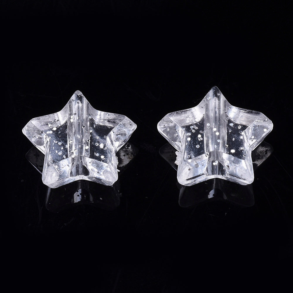 Star Beads (50) - Clear/Glitter