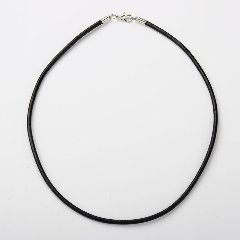 3mm Leather Necklace (66cm) - Black - Clasp w. Ring - Bead Shack
