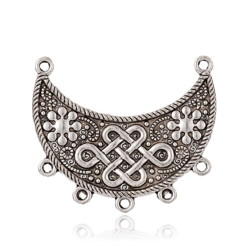 Pendant Moon Chandelier w. Chinese Knot (1) - Antique Silver