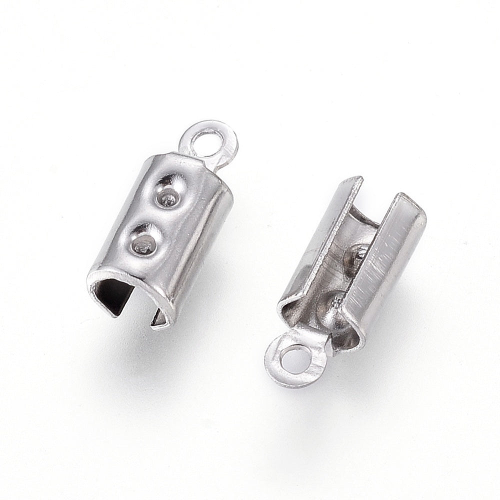 10mm Fold-Over End Crimp (20) - Platinum