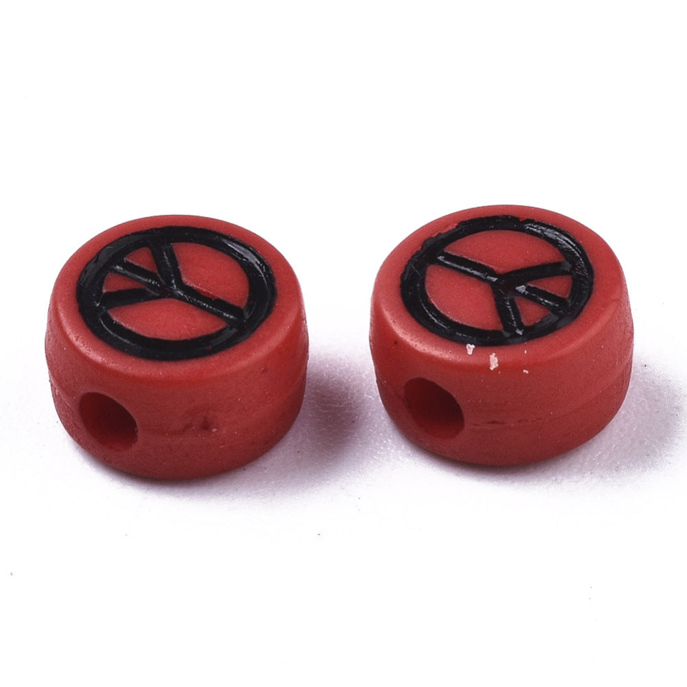 Peace Sign Beads - Colours/Black (50)