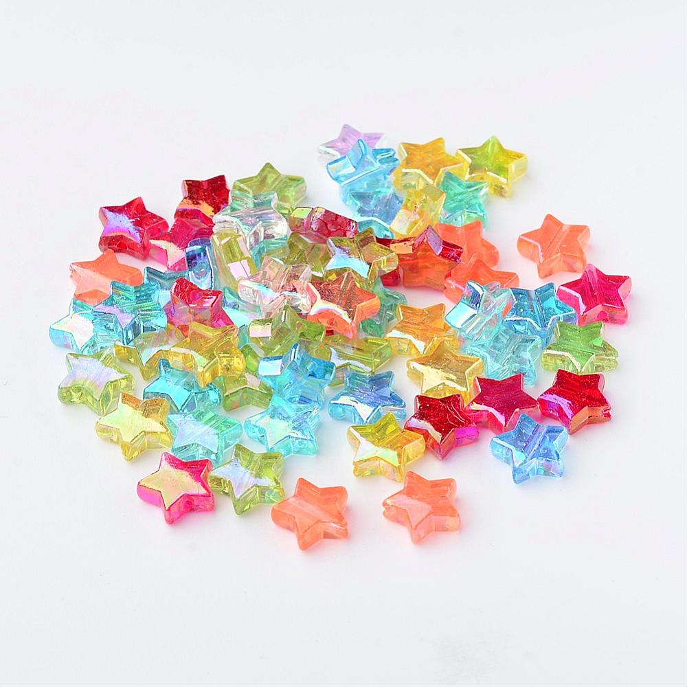 Star Beads (50) - Colourful AB