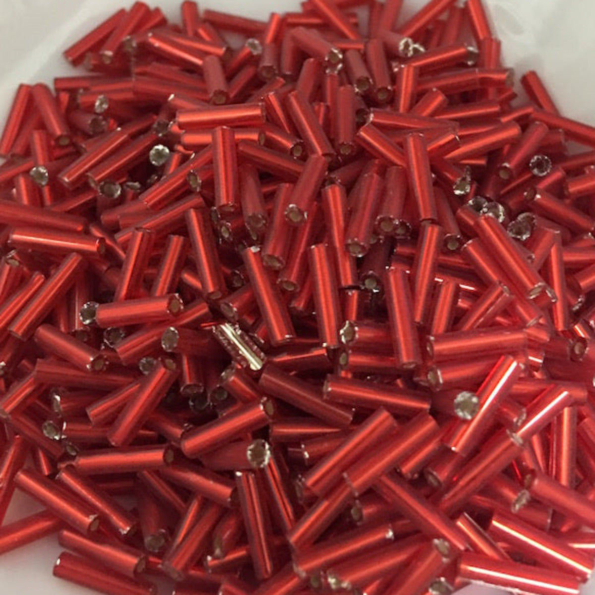 Red - 6mm Silverlined (50g) - Bugle Seed Beads