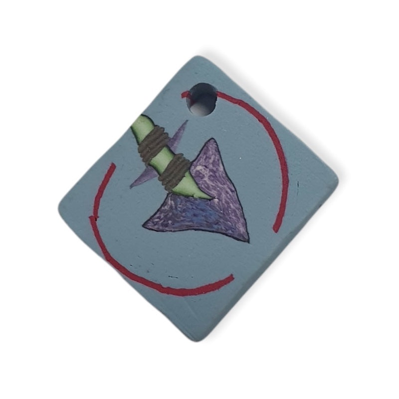22mm Square Fimo Pendant (1) - Arrow