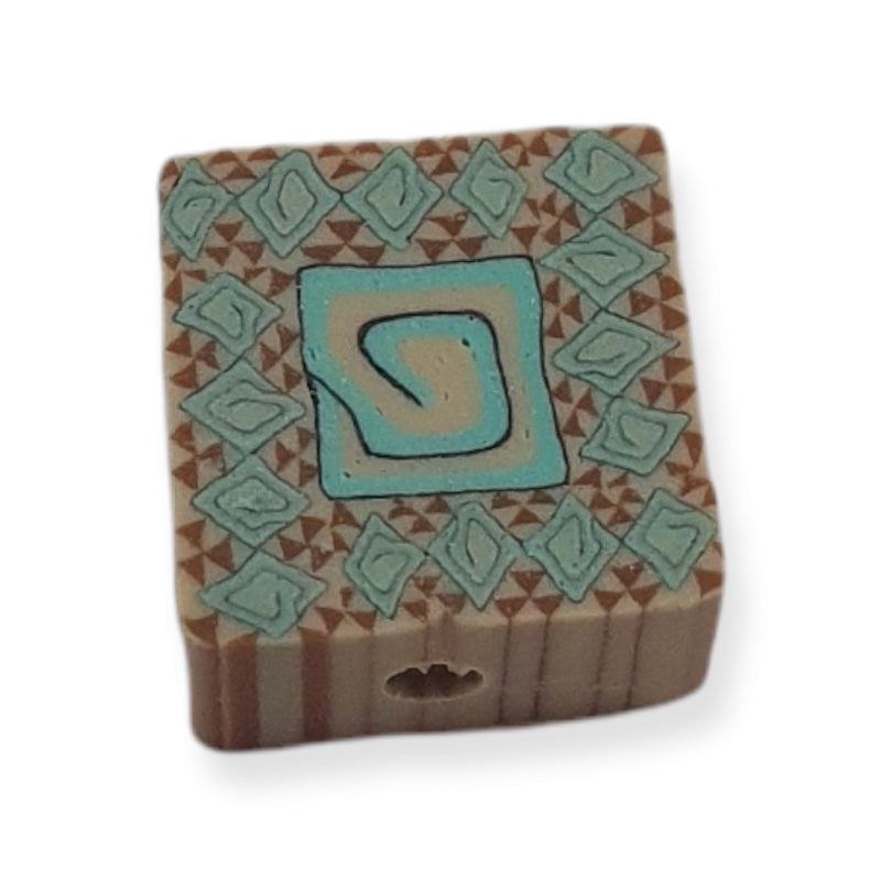 10mm Square Fimo Beads (10) - Aztec