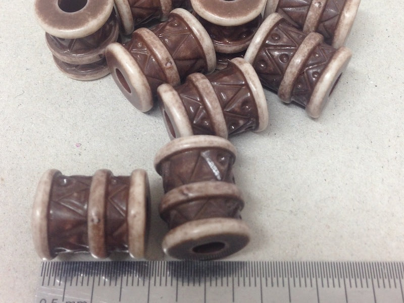 18mm Tube (10) - Brown - Vintage Lucite Beads