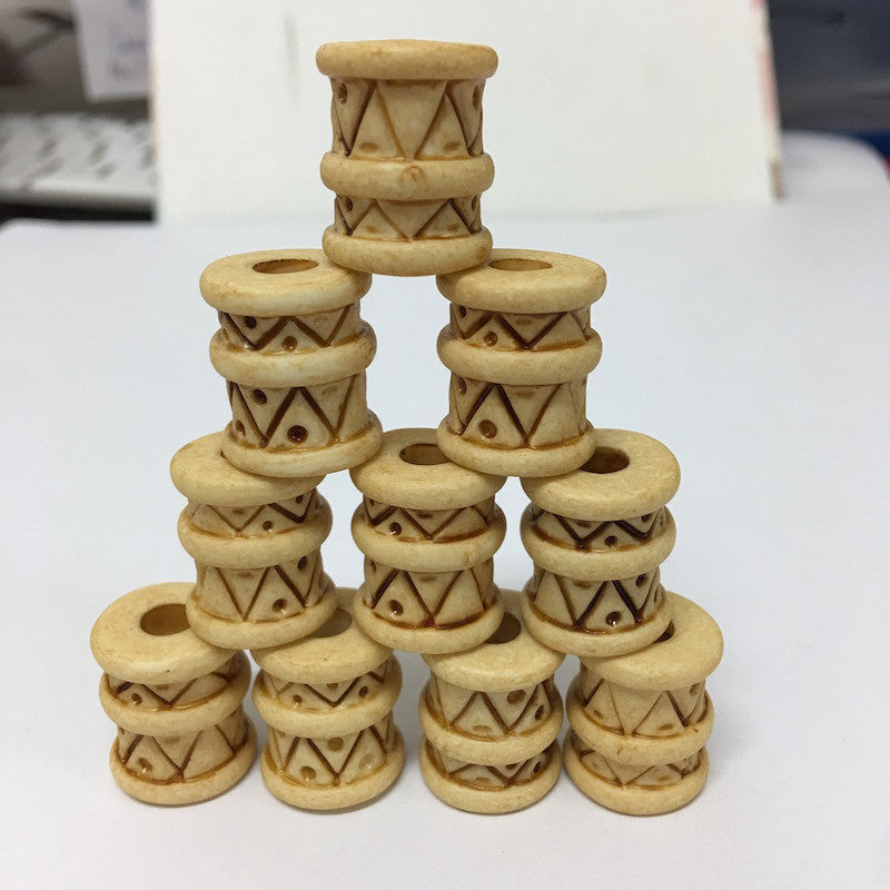 18mm Tube (10) - Dark Cream - Vintage Lucite Beads