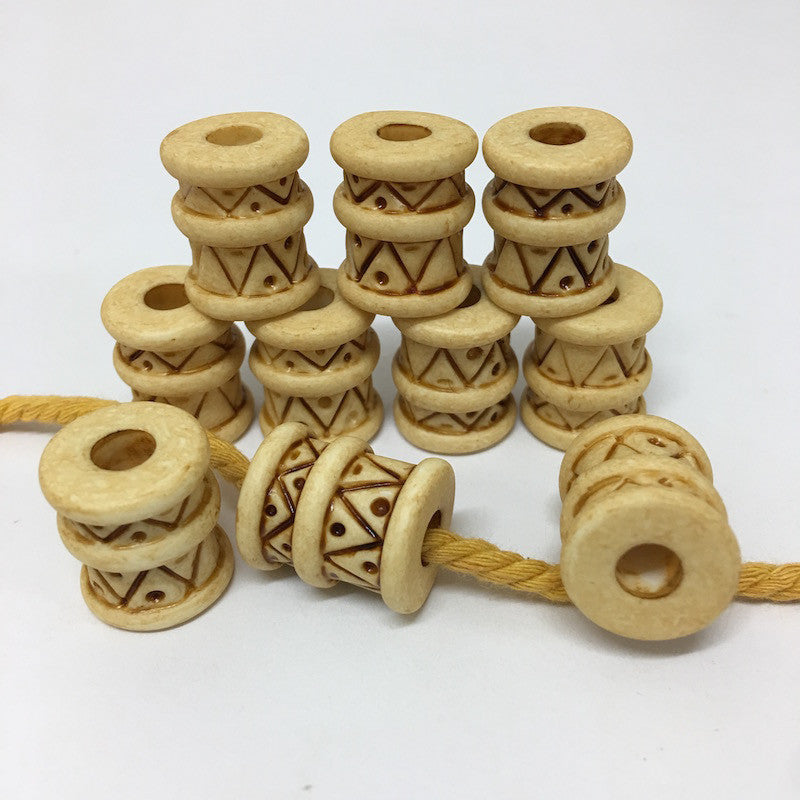 18mm Tube (10) - Dark Cream - Vintage Lucite Beads