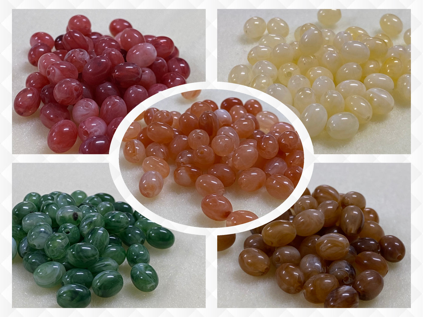10mm Oval (50) - Carnelian - Gemstone Look Vintage Lucite Beads