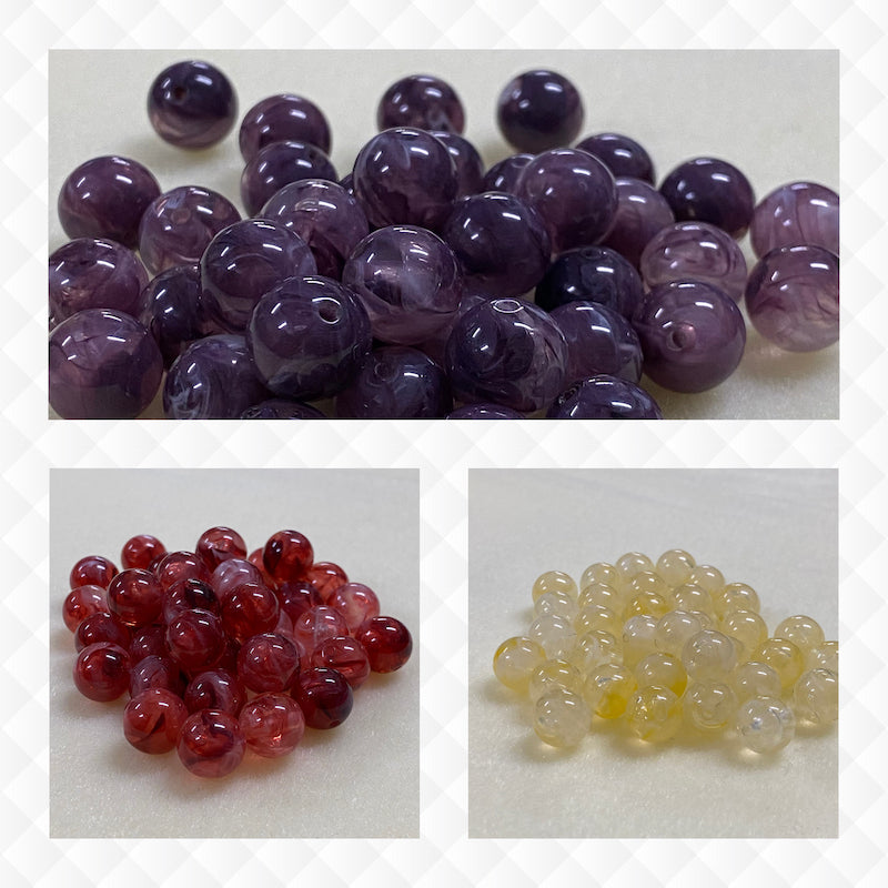 12mm Round (25) - Amethyst - Gemstone Look Vintage Lucite Beads