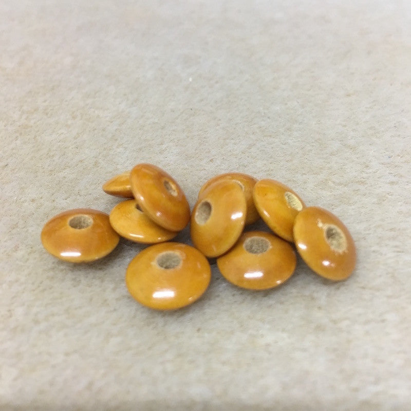 4.5x10mm Rondelle (25) - Vintage Lacquered Wood Beads