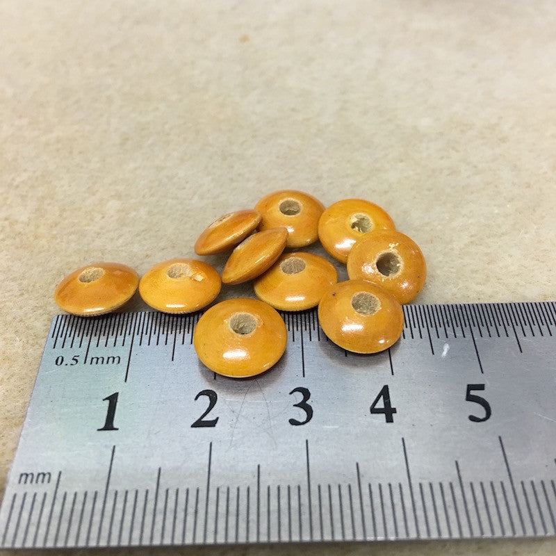 4.5x10mm Rondelle (25) - Vintage Lacquered Wood Beads