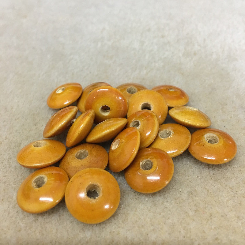 6x14mm Rondelle (25) - Vintage Lacquered Wood Beads