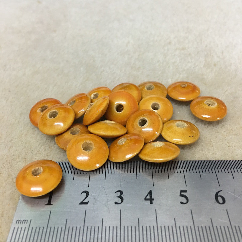 6x14mm Rondelle (25) - Vintage Lacquered Wood Beads
