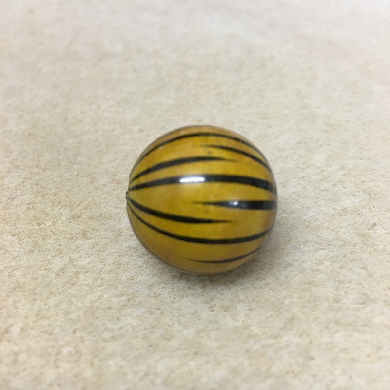 Lacquered Wood 22mm Round Bead - Tiger Stripes - Bead Shack