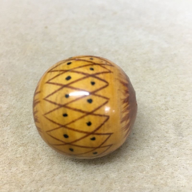 Lacquered Wood 30mm Round Bead - Tribal Print - Bead Shack