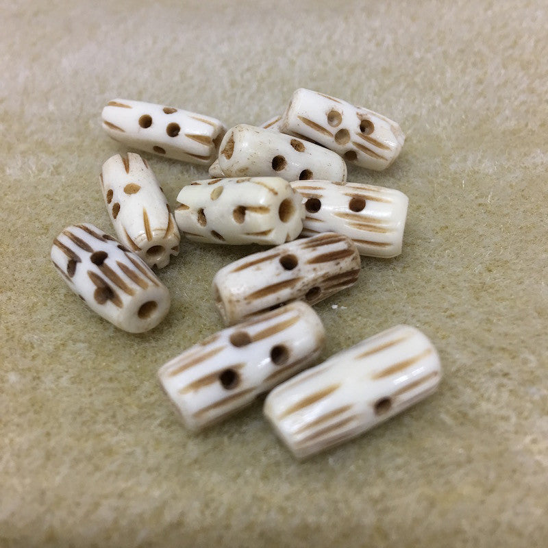16x7mm Tube Bead (25) - Vintage Bone Beads